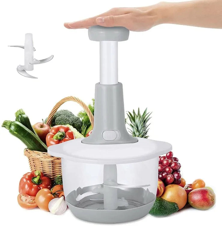 Manual Hand Push Chopper – 1.5L Multi-Functional Vegetable, Meat & Fruit Cutter | Grinder, Grater & Mincer (Random Color)