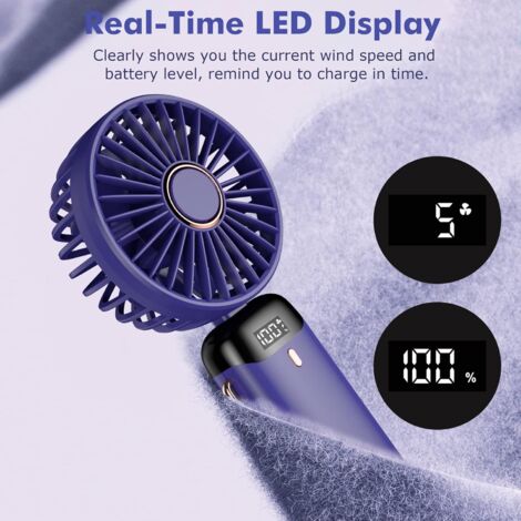 Portable Rechargeable Hand Fan with LED Display & USB Charging