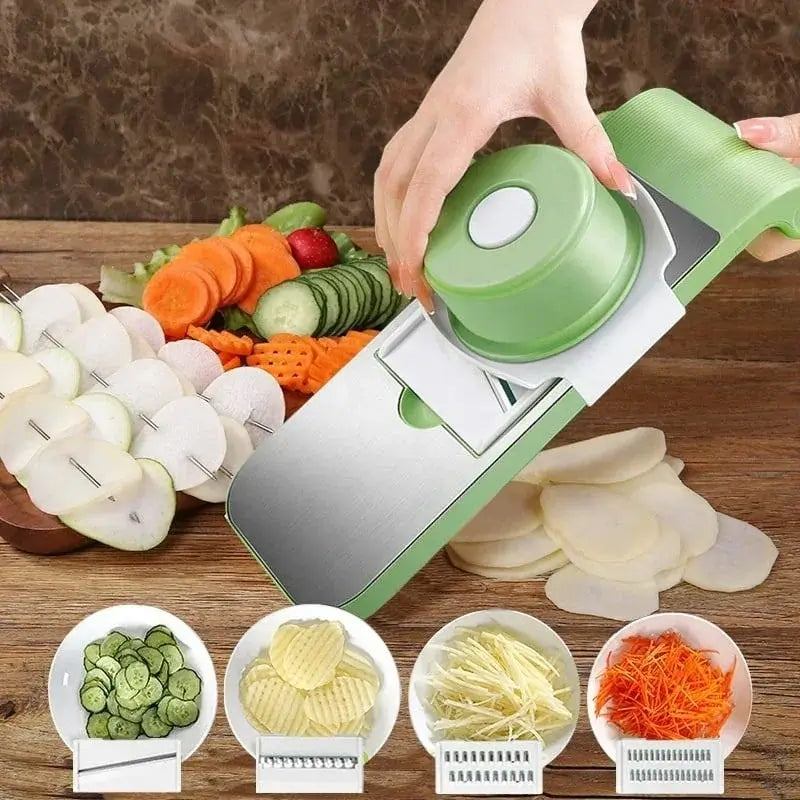 All-in-One Manual Vegetable Cutter – Slicer, Grater & Chopper in One Tool