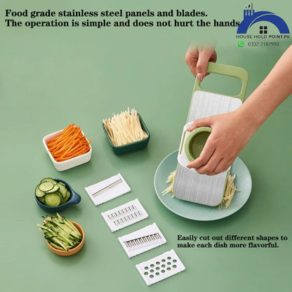 All-in-One Manual Vegetable Cutter – Slicer, Grater & Chopper in One Tool