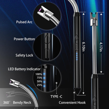 360° Arc USB Lighter – Flameless, Windproof & Rechargeable