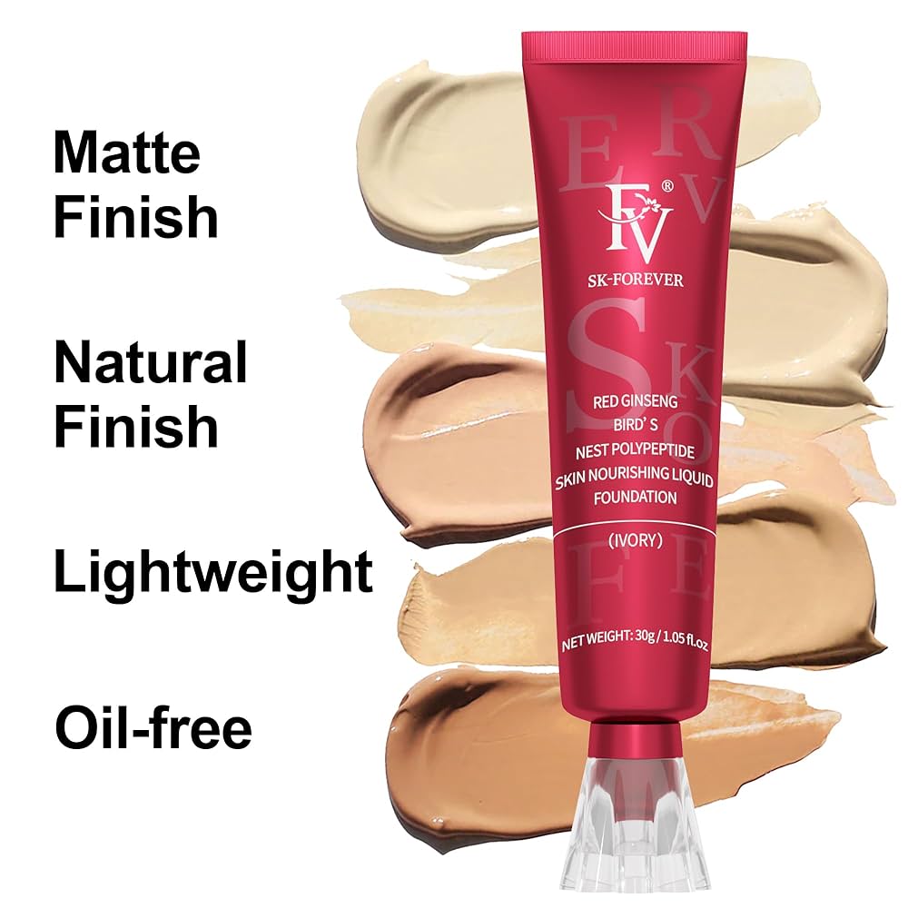 FV Waterproof Matte Foundation – Oil-Free, Medium Coverage, Long Lasting (30g, Ivory)