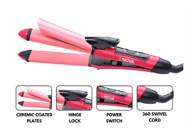 Nova Professional 2-in-1 Hair Straightener & Curler