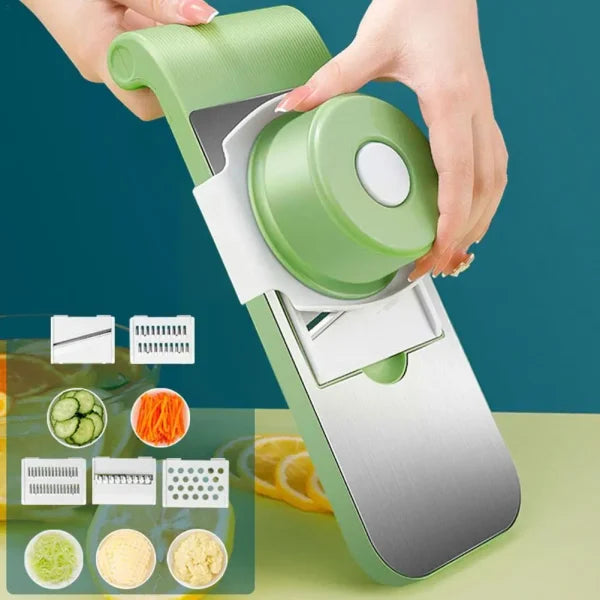All-in-One Manual Vegetable Cutter – Slicer, Grater & Chopper in One Tool