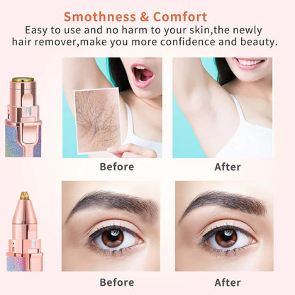 Rechargeable 2-in-1 Eyebrow Trimmer & Facial Hair Remover for Women– USB Charging, Painless & Portable