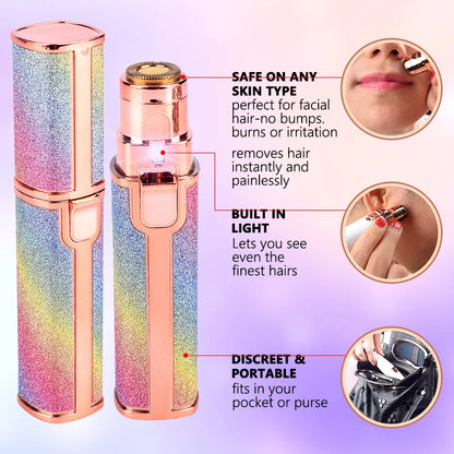 Rechargeable 2-in-1 Eyebrow Trimmer & Facial Hair Remover for Women– USB Charging, Painless & Portable