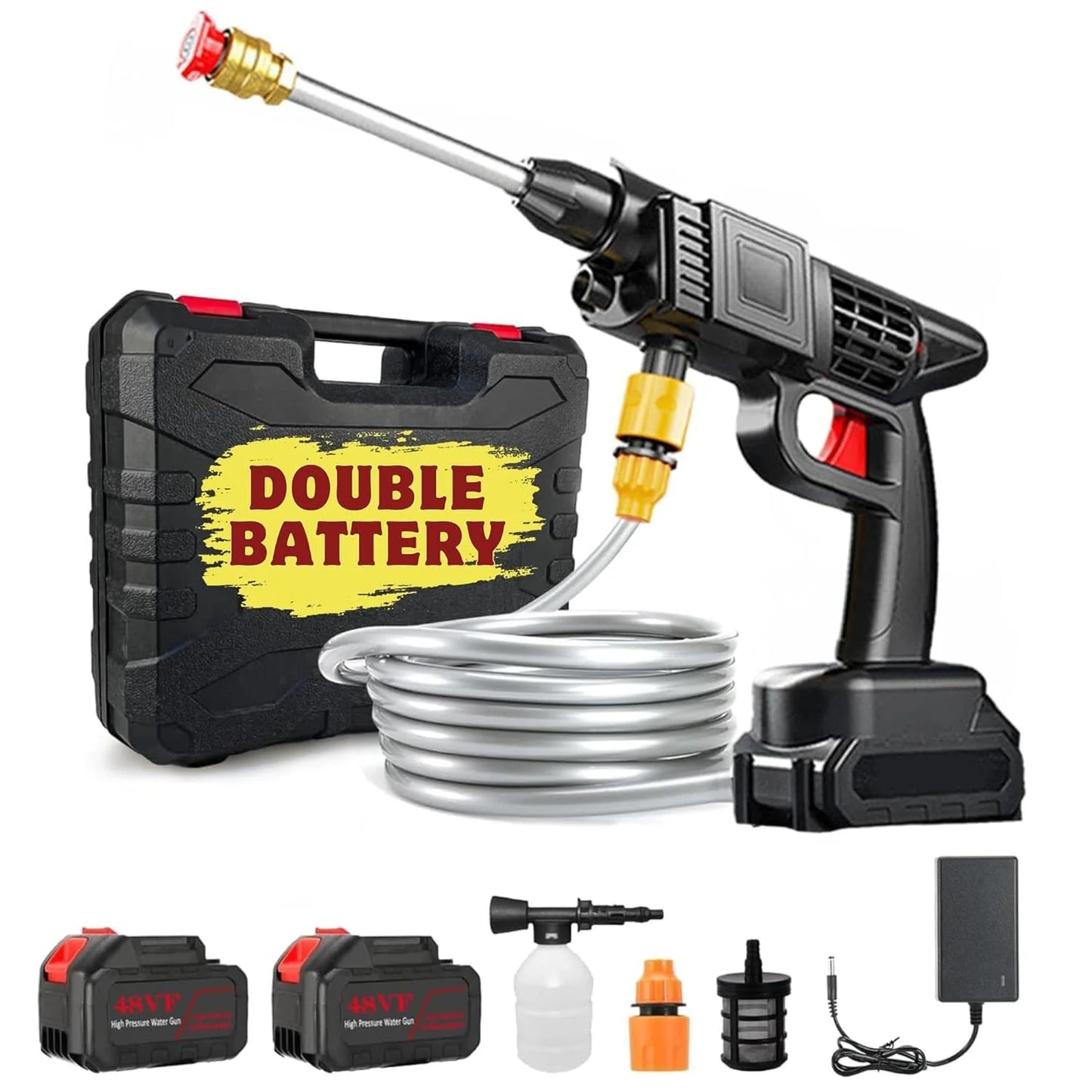 Automatic Cordless Car Wash Spray Gun – 48V High Pressure Lithium Battery Cleaner