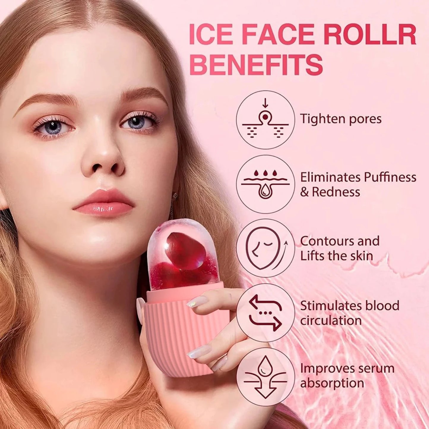 Ice Face Roller with Comfortable Grip for Skin Care & Facial Massage