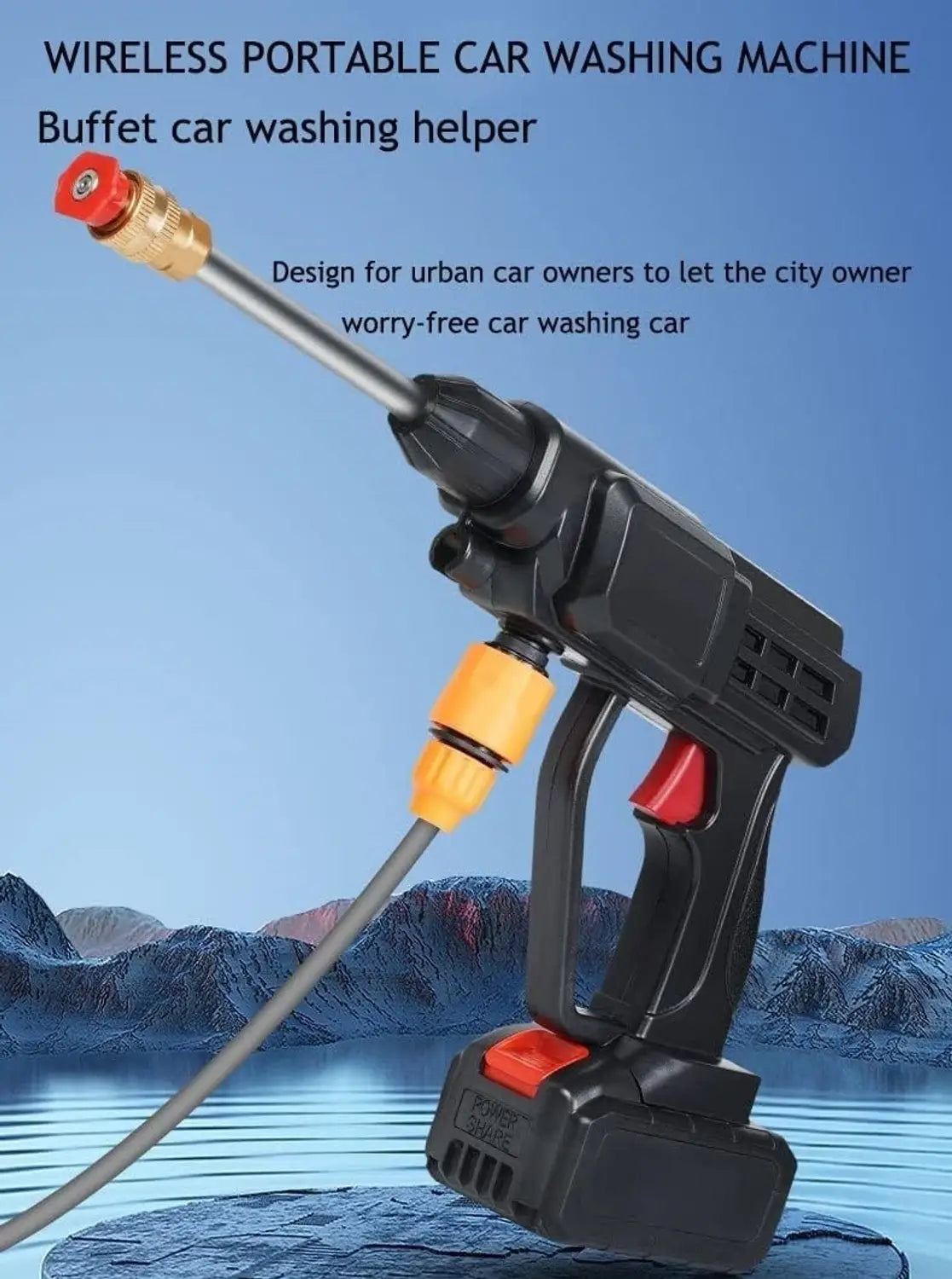 Automatic Cordless Car Wash Spray Gun – 48V High Pressure Lithium Battery Cleaner