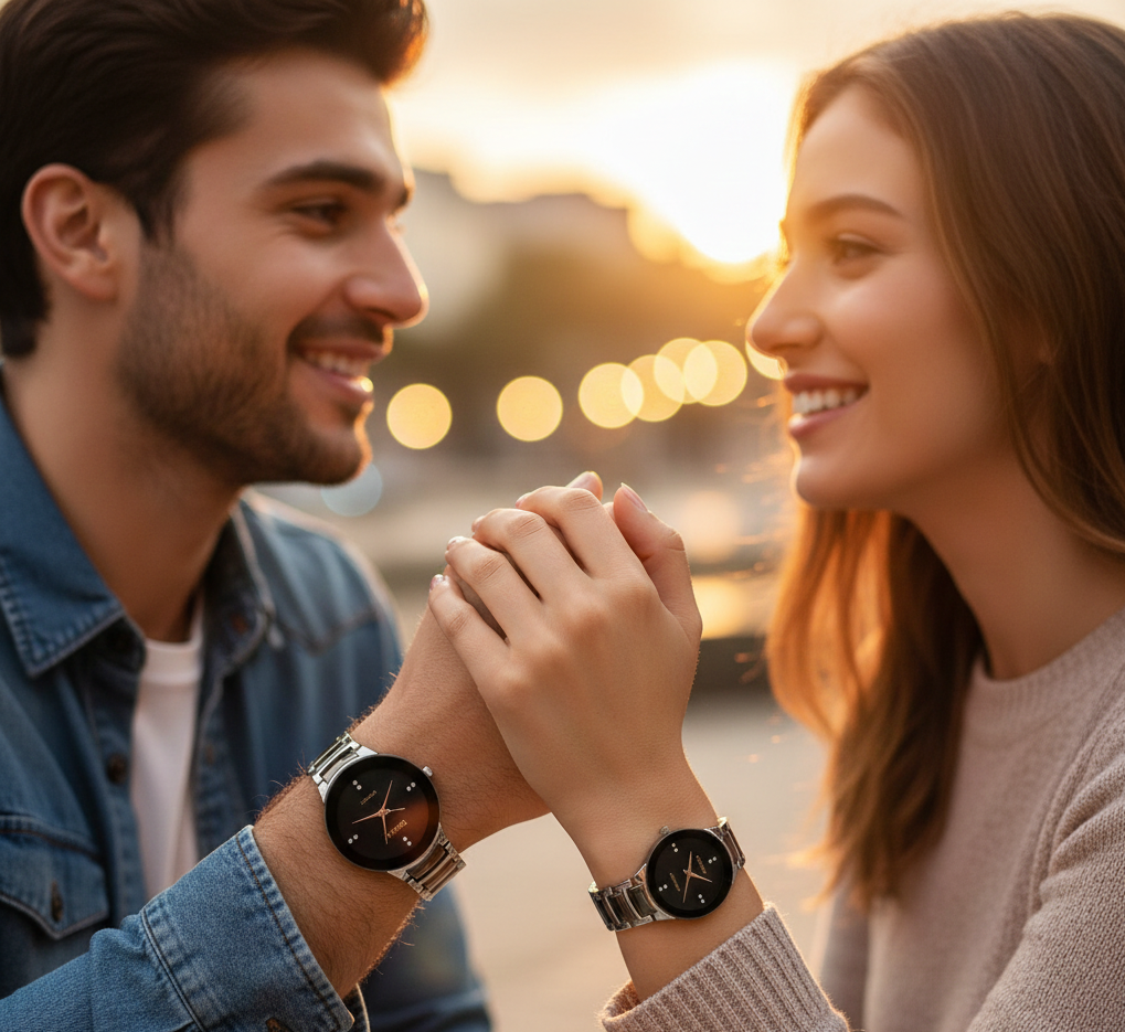 POSITIF Premium Couple Watch Set – Elegant Matching Timepieces for Him & Her