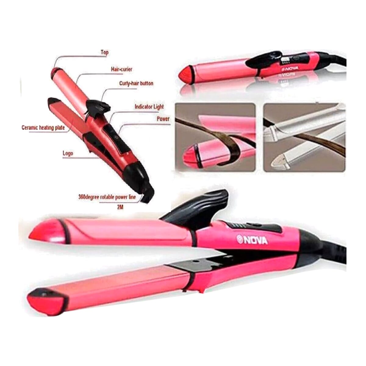 Nova Professional 2-in-1 Hair Straightener & Curler