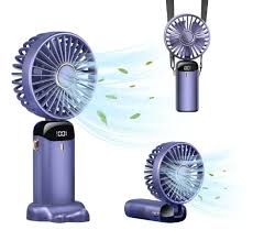 Portable Rechargeable Hand Fan with LED Display & USB Charging