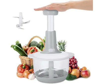 Manual Hand Push Chopper – 1.5L Multi-Functional Vegetable, Meat & Fruit Cutter | Grinder, Grater & Mincer (Random Color)