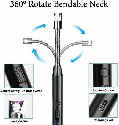 360° Arc USB Lighter – Flameless, Windproof & Rechargeable